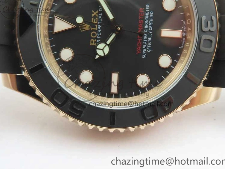 0405 Yacht-Master 126655 RG 3EF 1:1 Best Edition Black Ceramic Bezel on Black Rubber Strap VS Reliable 2488